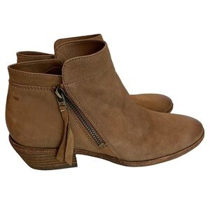 Sam Edelman Double Zip Heeled Ankle Boot Womens 8 Light Brown Tan Leather Casual